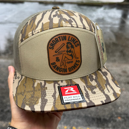 Lines and Dimes | Rawhide Leather Patch Hat Mossy Oak Camo