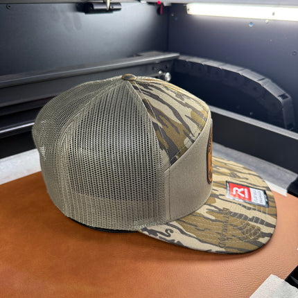 Lines and Dimes | Rawhide Leather Patch Hat Mossy Oak Camo