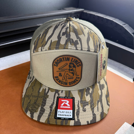 Lines and Dimes | Rawhide Leather Patch Hat Mossy Oak Camo