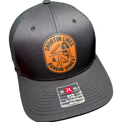 Lines and Dimes | Rawhide Leather Patch Hat Black