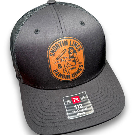 Lines and Dimes | Rawhide Leather Patch Hat Black