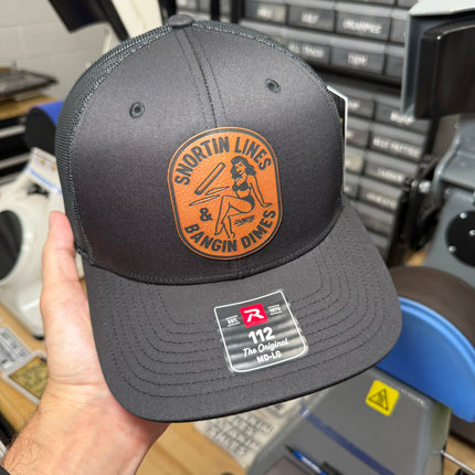 Lines and Dimes | Rawhide Leather Patch Hat Black