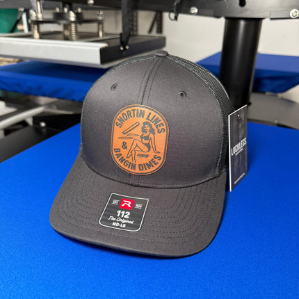 Lines and Dimes | Rawhide Leather Patch Hat Black
