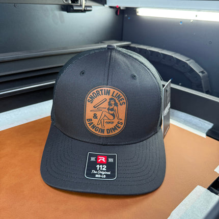 Lines and Dimes | Rawhide Leather Patch Hat Black