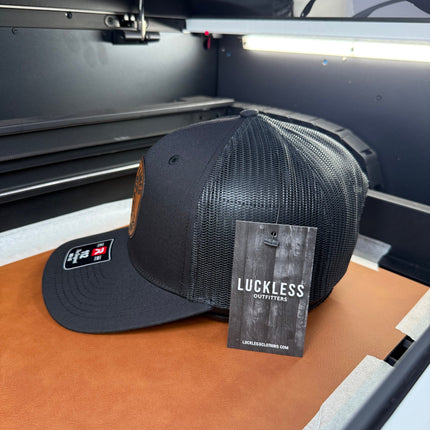Lines and Dimes | Rawhide Leather Patch Hat Black