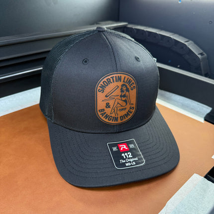 Lines and Dimes | Rawhide Leather Patch Hat Black