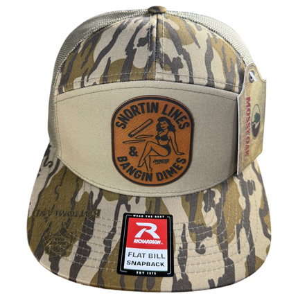 Lines and Dimes | Rawhide Leather Patch Hat Mossy Oak Camo