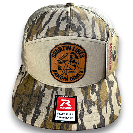 Lines and Dimes | Rawhide Leather Patch Hat Mossy Oak Camo