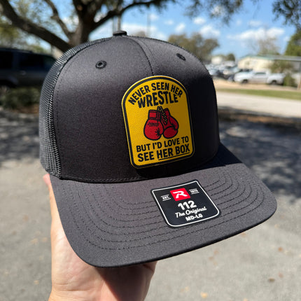 Love To See Her Box Canvas Patch Trucker