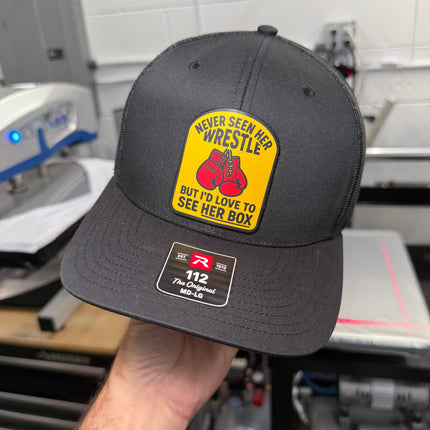 Love To See Her Box Canvas Patch Trucker