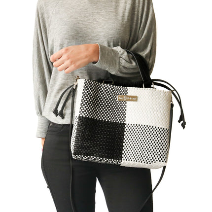 Lucy Medium Woven Crossbody Drawstring Bag