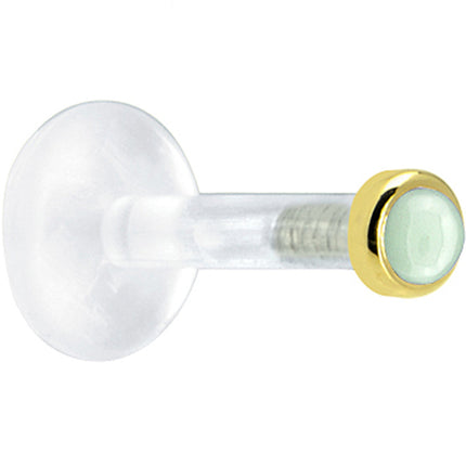 Solid 14K Yellow Gold 2mm Genuine Aventurine Quartz Bioplast Push in Monroe