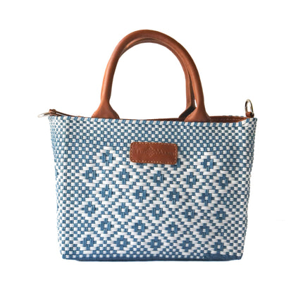 Marine Small Woven Crossbody Bag - Tan Leather