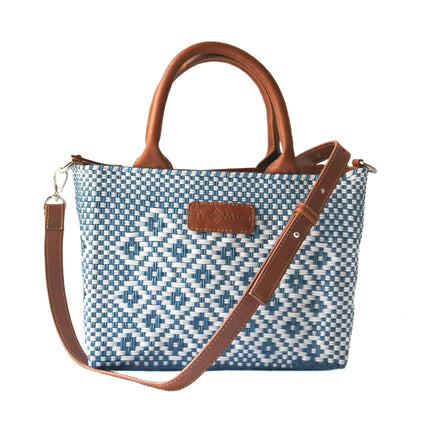 Marine Small Woven Crossbody Bag - Tan Leather