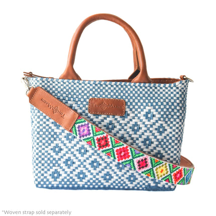 Marine Small Woven Crossbody Bag - Tan Leather