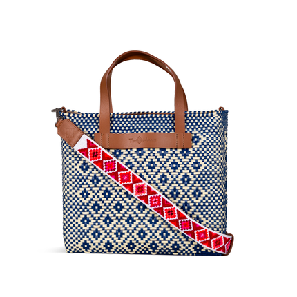 Mixte Large Woven Crossbody Bag - Tan Leather