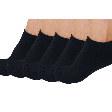 No Look Anklet Bamboo Viscose Socks Unisex Black Color - 5-pack