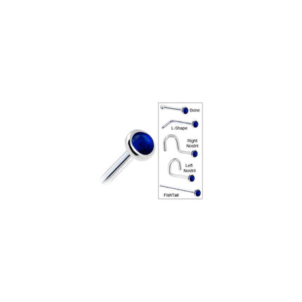 Solid 14K White Gold 2mm Genuine Sapphire Nose Ring