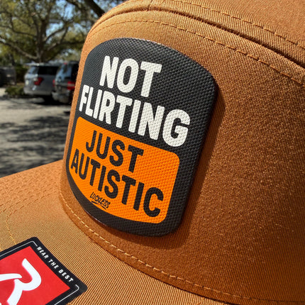 Not Flirting Just Autistic | 7 Panel Canvas Patch Snapback