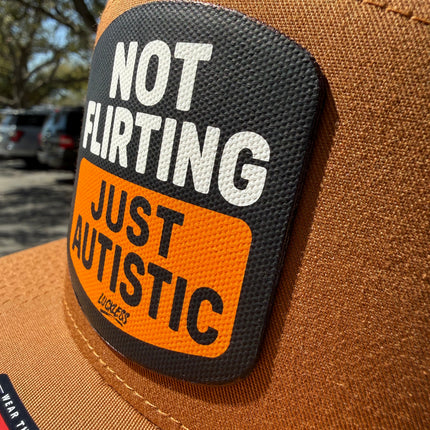 Not Flirting Just Autistic | 7 Panel Canvas Patch Snapback