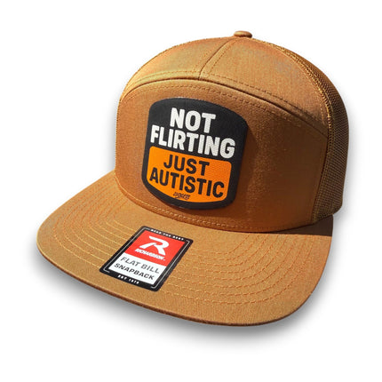 Not Flirting Just Autistic | 7 Panel Canvas Patch Snapback