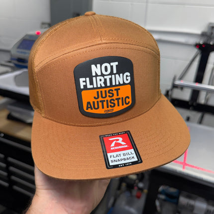 Not Flirting Just Autistic | 7 Panel Canvas Patch Snapback