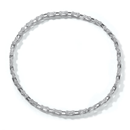 Hip Hop Rhinestone 5mm Bicycle Chain Necklace