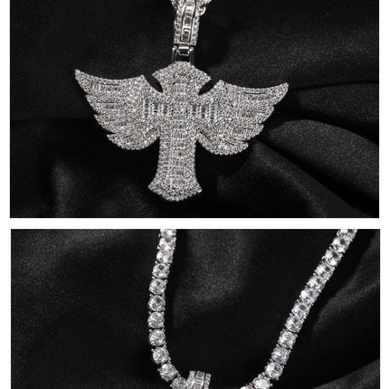 Angel Wings Cross Diamond Pendant