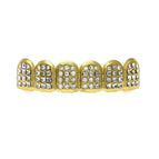 Golden upper teeth (square and round mixed diamonds)