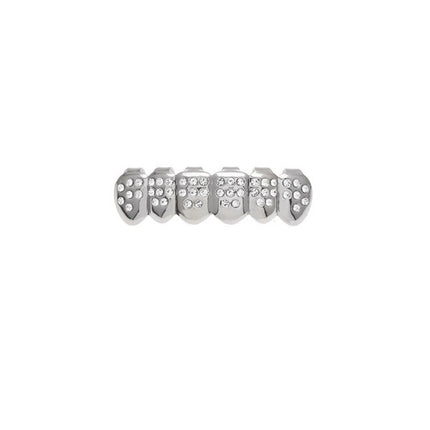 Hip-hop diamond-encrusted and gold-plated teeth grillz