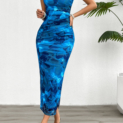 2024 Spring and Summer Tie-Dye Temperament Slim Sleeveless Dress