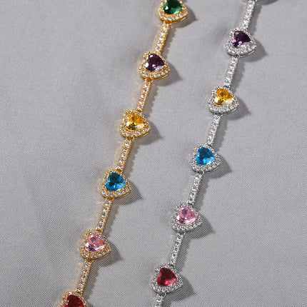 Hip-hop colorful heart-shaped adjustable bracelet and necklace