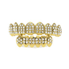 Gold set (upper 8 teeth with diamonds + lower 28 diamonds)
