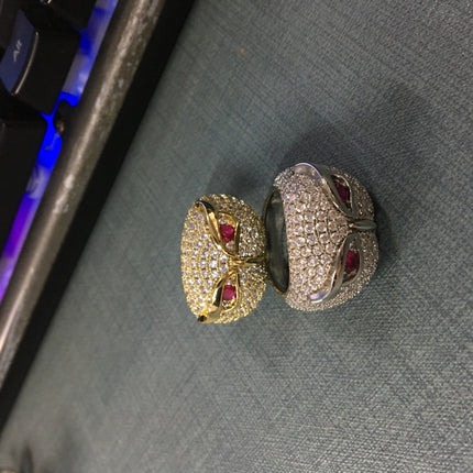Hip-hop creative owl zircon-encrusted ring