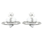 Silver stud earrings / 18K