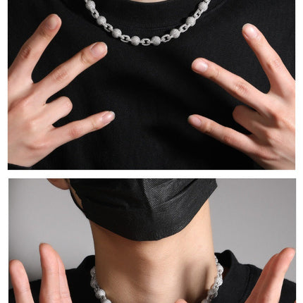 10mm Micropaved 5A Zirconia Ball Chain Necklace