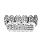 Silver, set (upper cross diamond + lower 2 rows of diamonds)