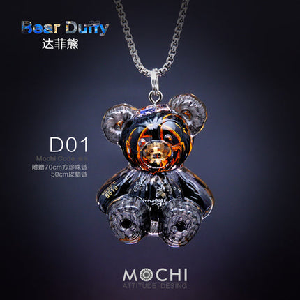 Creative Cyberpunk Duffy Bear Couple Necklace Sweatshirt Pendant