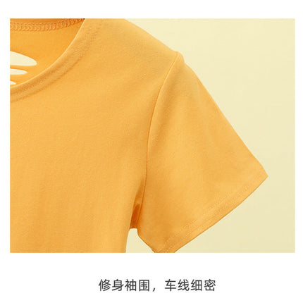 Summer ripped tight backless high waist T-shirt