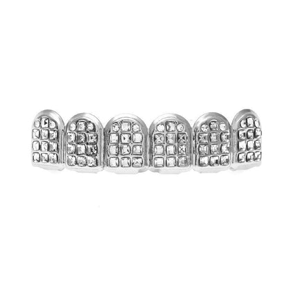 Hip-hop diamond-encrusted and gold-plated teeth grillz