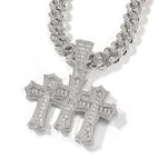 Silver pendant + 12mm Cuban chain (set) / 16inch