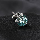 925 Silver + Paraiba Moissanite / 5MM（a pair）