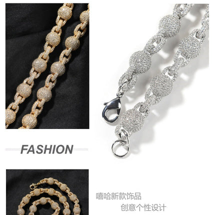 10mm Micropaved 5A Zirconia Ball Chain Necklace