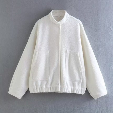 Stand-up collar plain coat
