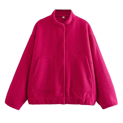 Stand-up collar plain coat
