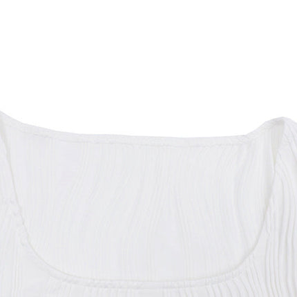 Autumn & Winter long-sleeved U-neck water ripple slim fit top T-shirt