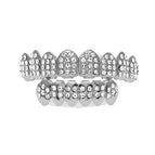 Silver set (upper 8 teeth with diamonds + lower 28 diamonds)