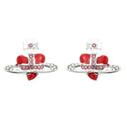 Red stud earrings / 18K