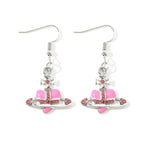 Pink peach heart earrings / 18K