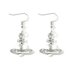 White peach heart earrings / 18K